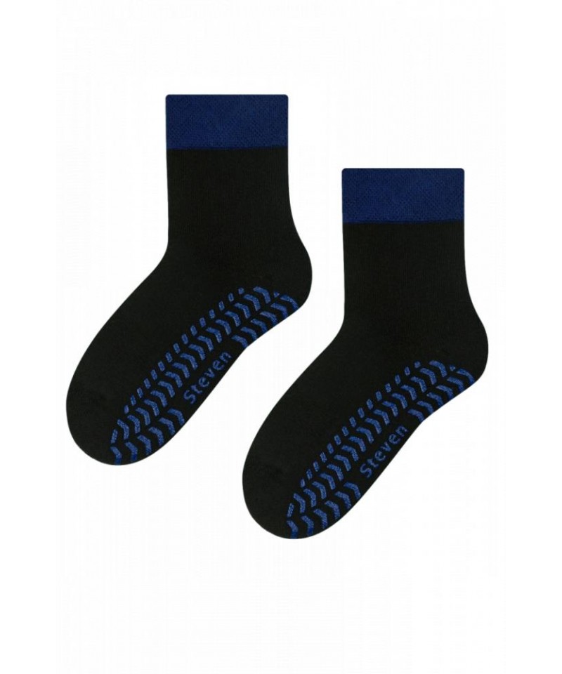 Steven 038 černo-safírové ABS Dětské ponožky, 32/34, černá