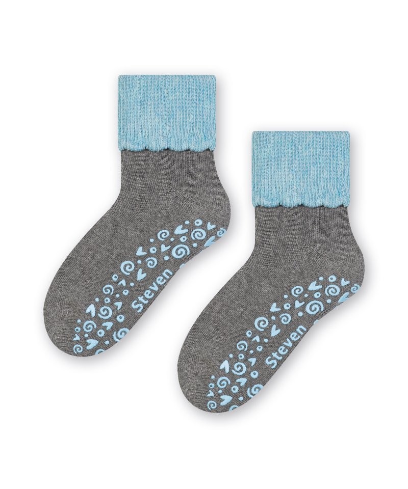Steven 038 tmavě šedo-modré ABS Dětské ponožky, 29/31, šedá