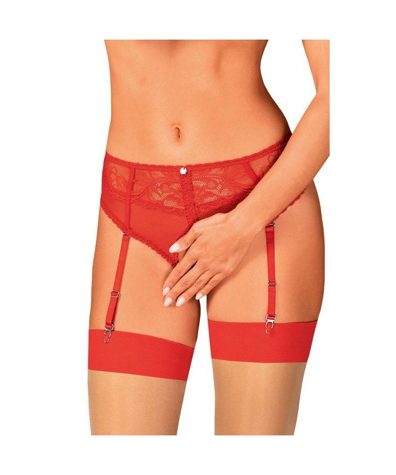 Obsessive Dagmarie Kalhotky otevřené s podvazkovými pásy, XS/S, červená