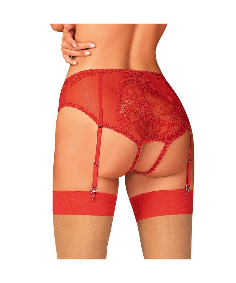 Obsessive Dagmarie Kalhotky otevřené s podvazkovými pásy, xl/2xl, červená