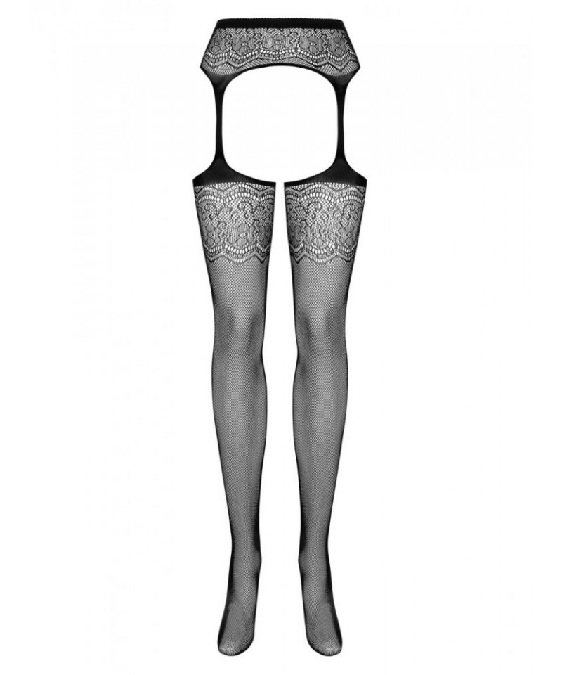 Obsessive S207 garter stockings Punčochové kalhoty, xl/2xl, černá