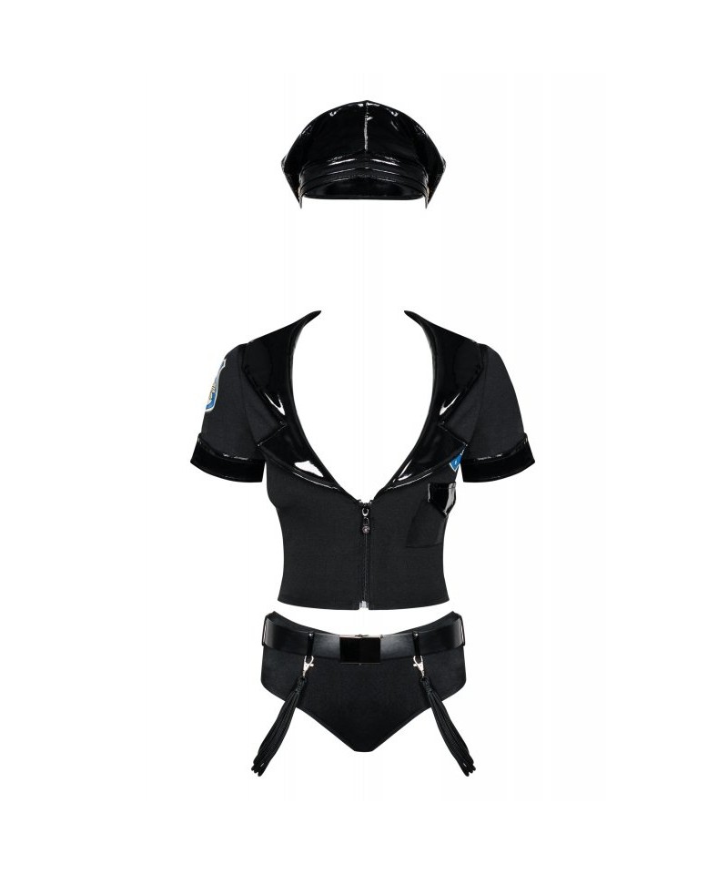 Obsessive Police set Erotický kostým 6-dilny, S/M, černá