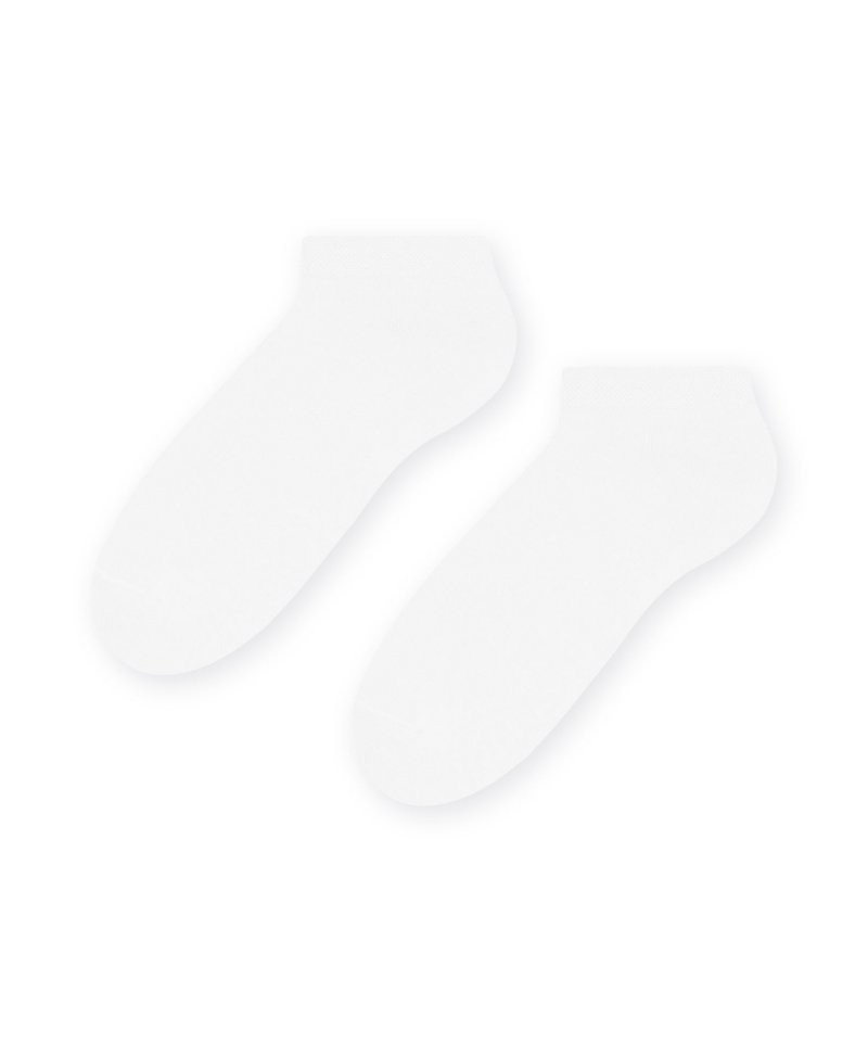 Steven 045 bílé Pánské kotníkové ponožky, 44/46, bílá