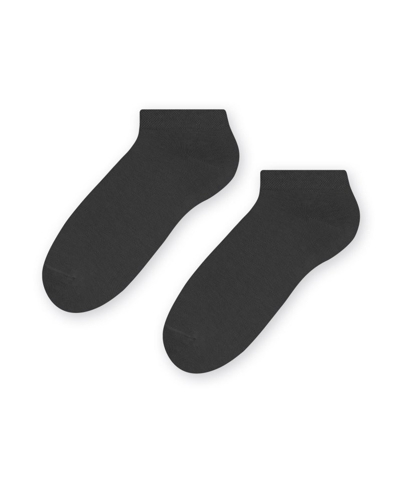 Steven 045 grafitové Pánské kotníkové ponožky, 41/43, grafitová