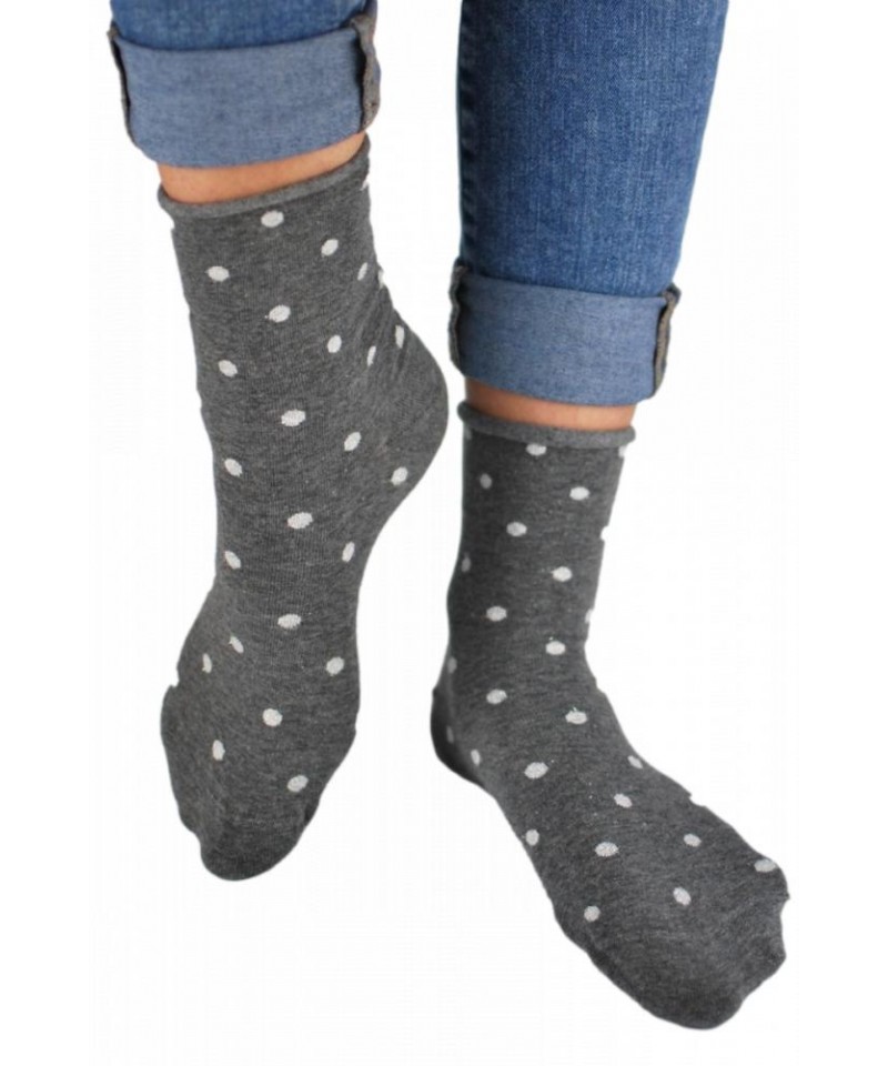 Noviti SB015 netlakové puntíky Lurex Dámské ponožky, 35-38, šedá/lurex