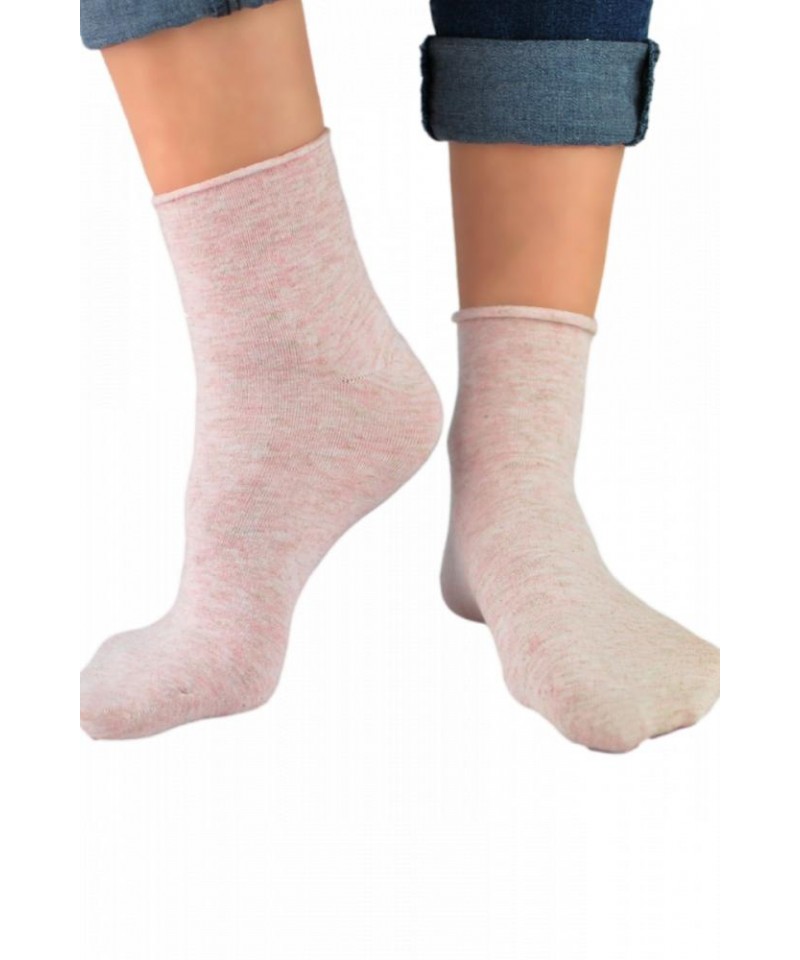 Noviti SB022 Lurex netlakové Dámské ponožky, 35-38, růžová pudrový