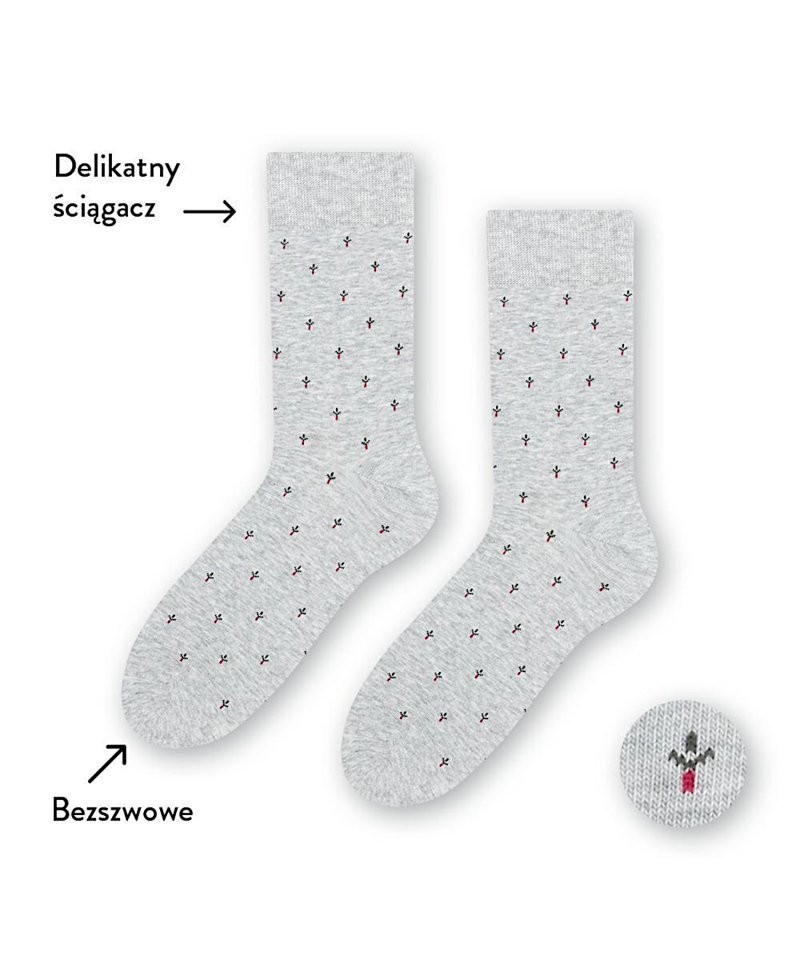 Steven 056 207 vzor šedé Pánské oblekové ponožky, 45/47, šedá