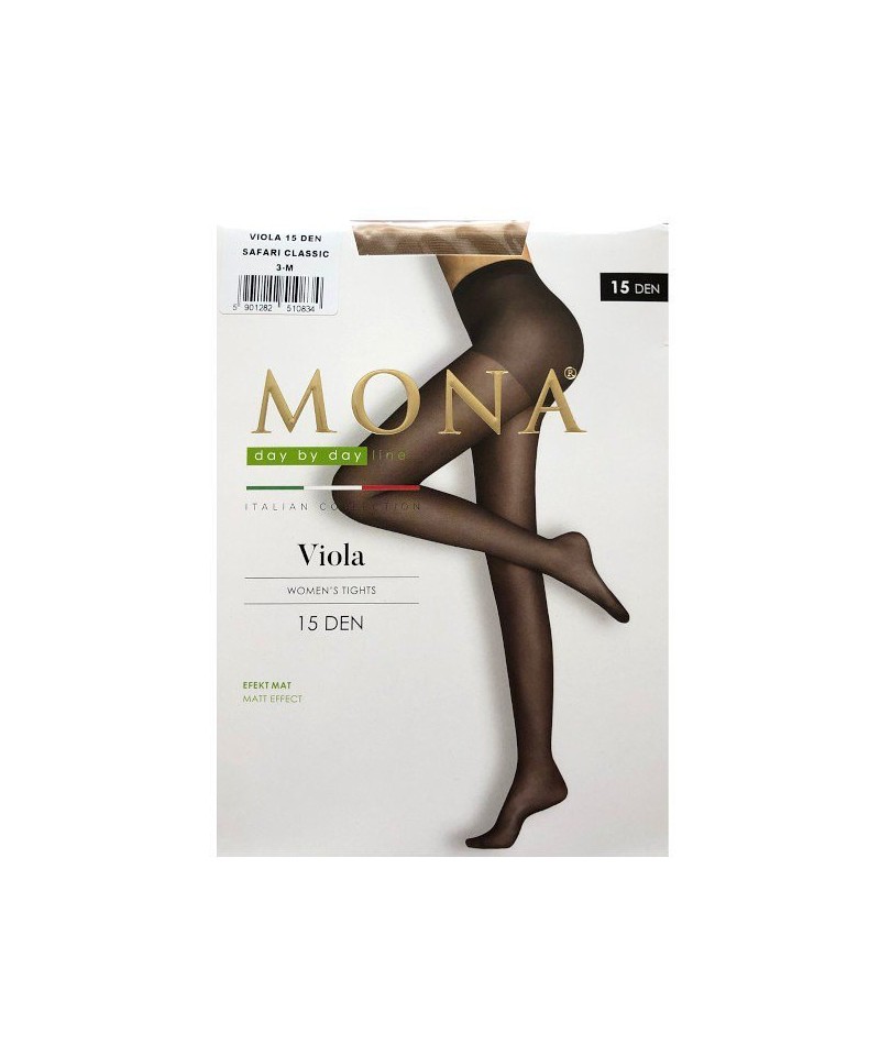 Mona Viola Matt Effect 5-XL 15 den Punčochové kalhoty, 5-XL, Nero