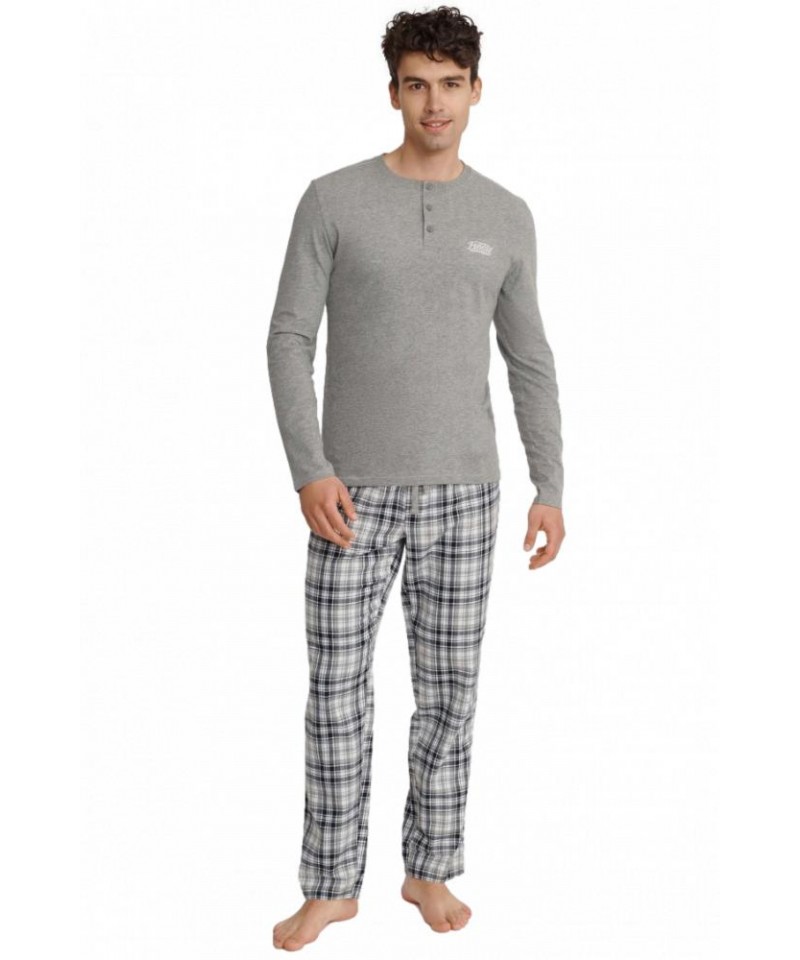 Henderson Usher 40946-90X šedý melanž Pánské pyžamo, XL, Šedá Melanž