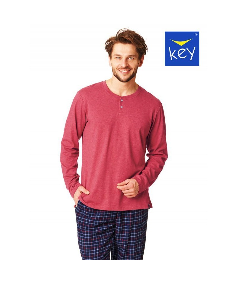Key Mns 451 B22 Pánské pyžamo, XL, bordově-modrá