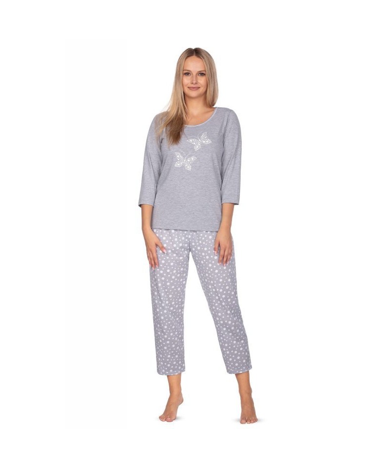 Regina 642 Dámské pyžamo plus size, XXL, melanž světlý