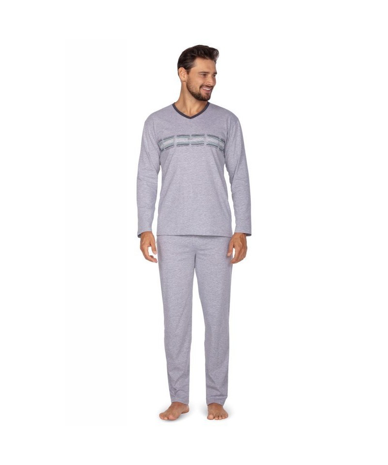 Regina 445 Pánské pyžamo plus size, XXL, melanž světlý