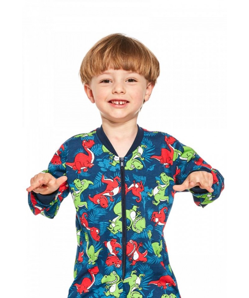 Cornette Kids Boy 185/155 Dino 3 86-128 Overal chlapecké pyžamo, 122-128, modrá
