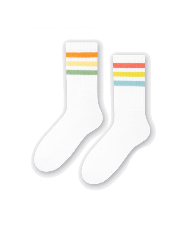 More 081 008 proužky bílo-oranžové Dámské ponožky, 39/42, bílá