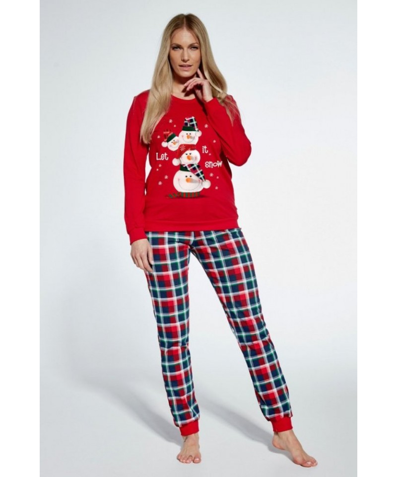 Cornette Snowman 671/348 Dámské pyžamo, S, červená