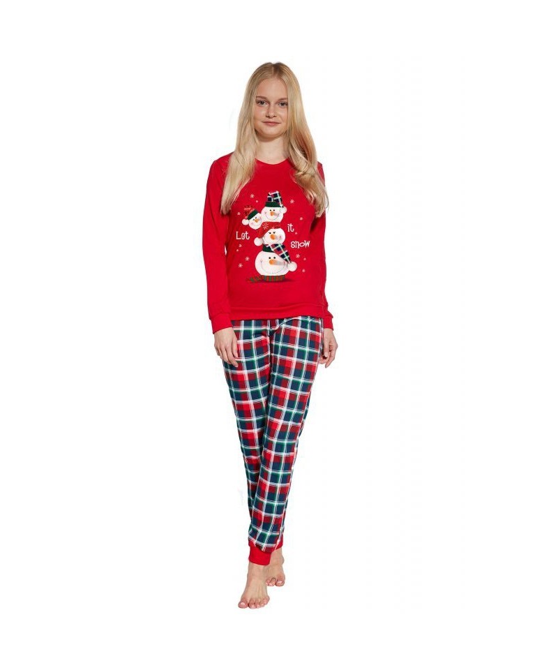 Cornette kids Snowman2 594/172 Dívčí pyžamo, 128, červená