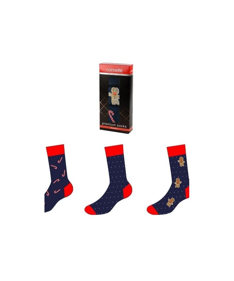 Cornette Premium A56 vánoční A\'3 39-47 Pánské ponožky, 45-47, modrá