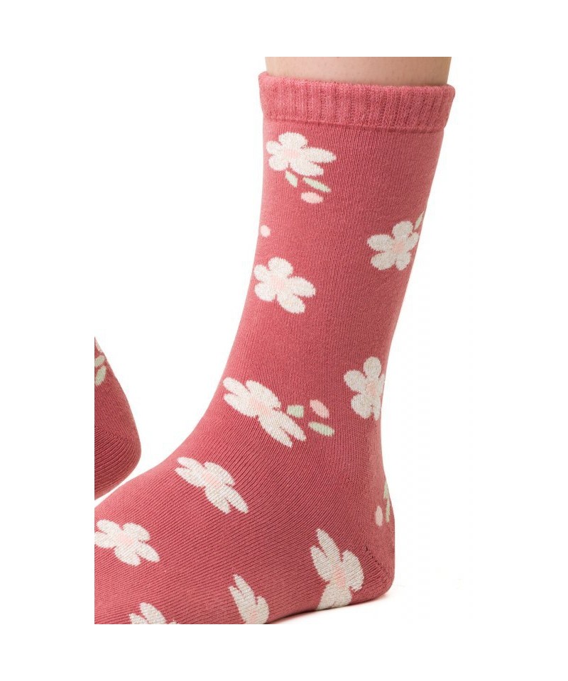 Steven 123 067 květiny růžové Dámské ponožky, 38/40, růžová