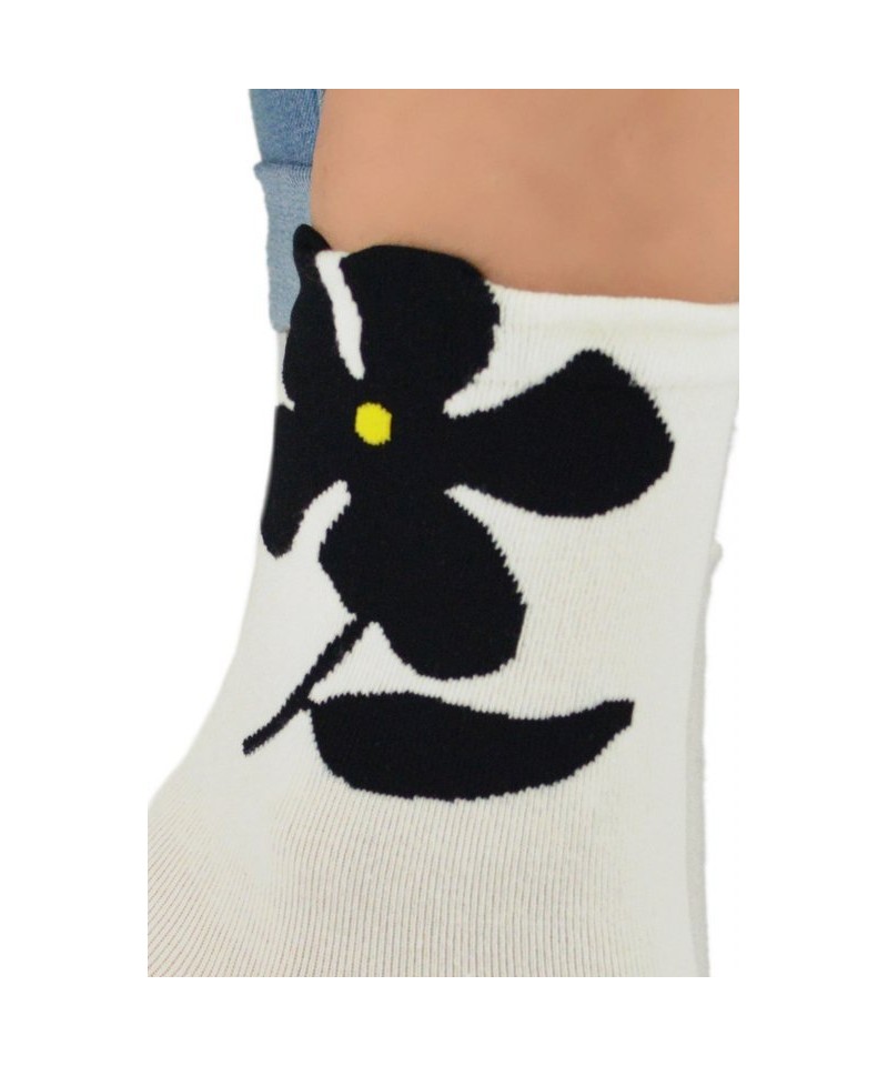 Noviti SB 049 W 01 květina bílé Dámské ponožky, 39/42, bílá