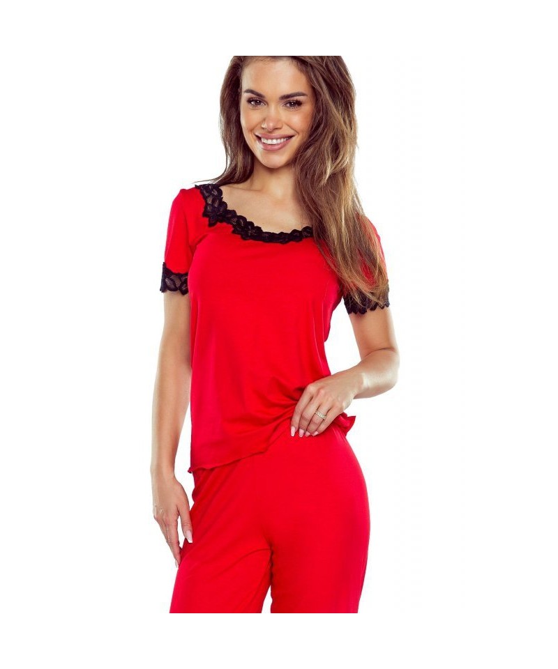 Eldar Aster červeno-černé Dámské pyžamo, XL, červená