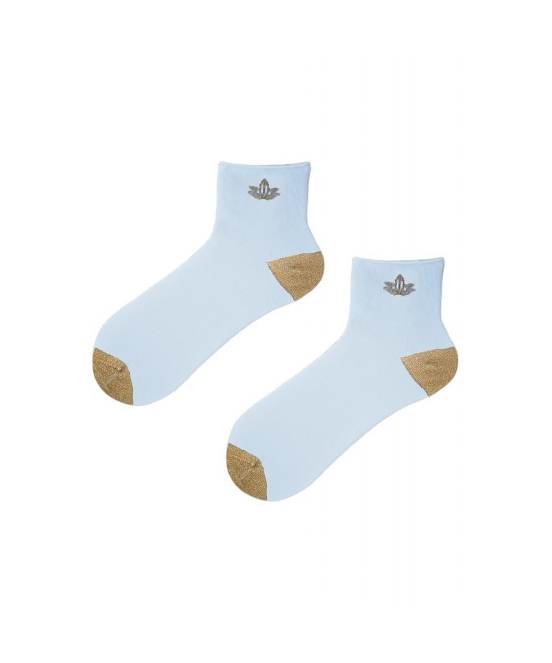 Noviti SB 028 W 01 zlatá lilie bílé Dámské ponožky, 39/42, bílá