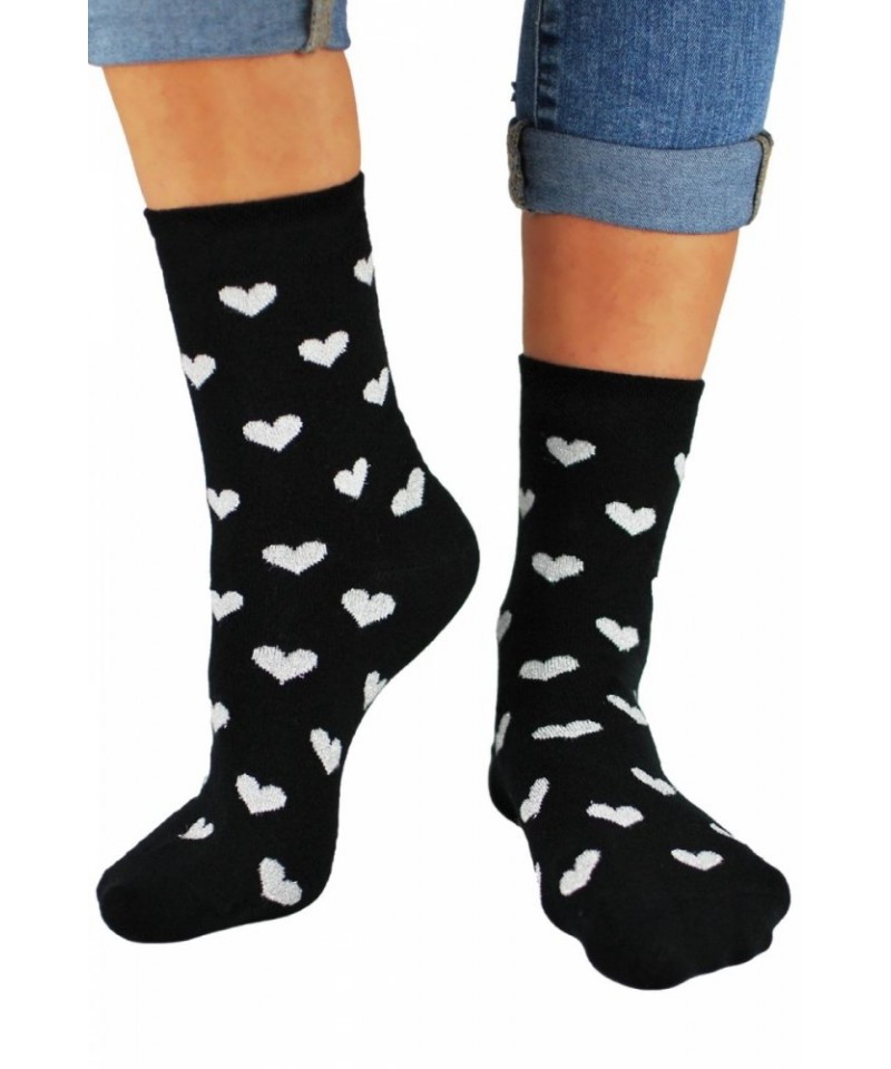Noviti SB026 srdce Lurex Dámské ponožky, 35-38, černá