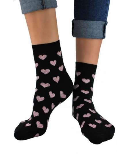 Noviti SB 026 W 03 fialové srdce černé Dámské ponožky