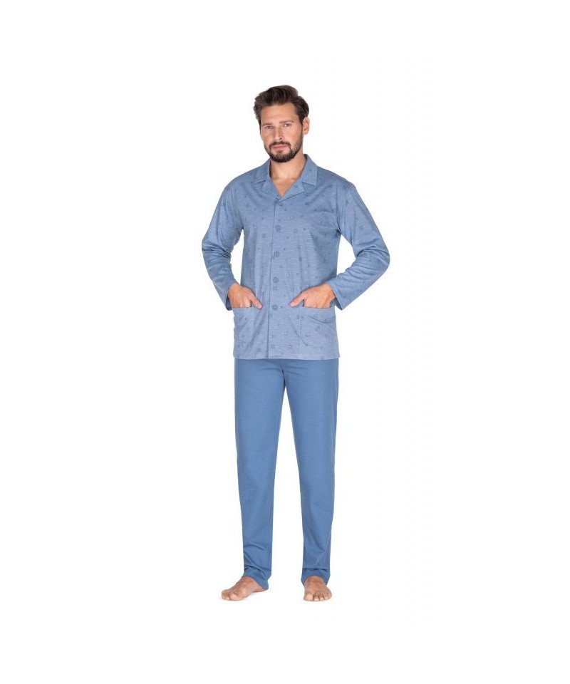 Regina 444 modré Pánské pyžamo, XL, modrá