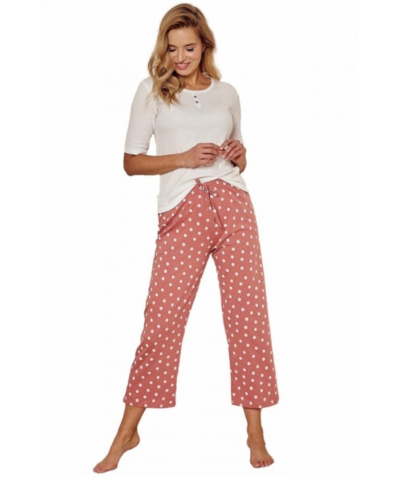 Taro Paris 3127 W24 Dámské pyžamo, XL, ecru-różowy pudrowy