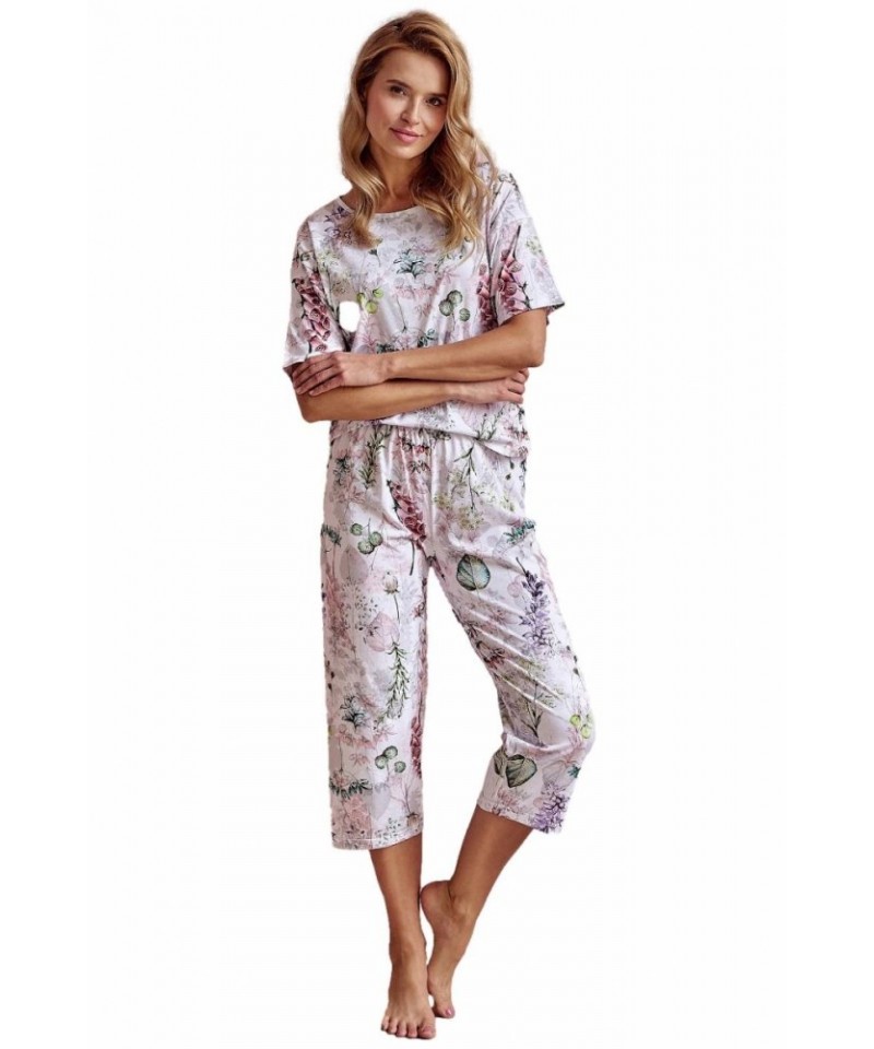 Taro Olive 3122 W24 Dámské pyžamo, S, Bílá-květy