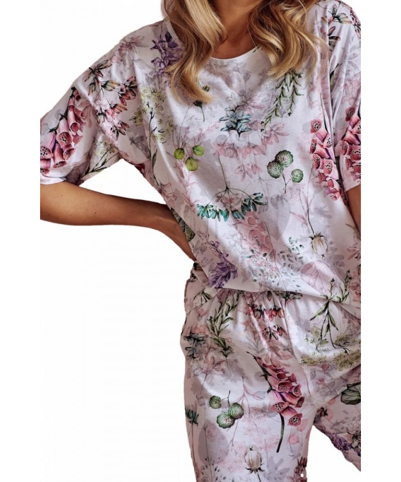 Taro Olive 3122 W24 Dámské pyžamo, XL, Bílá-květy