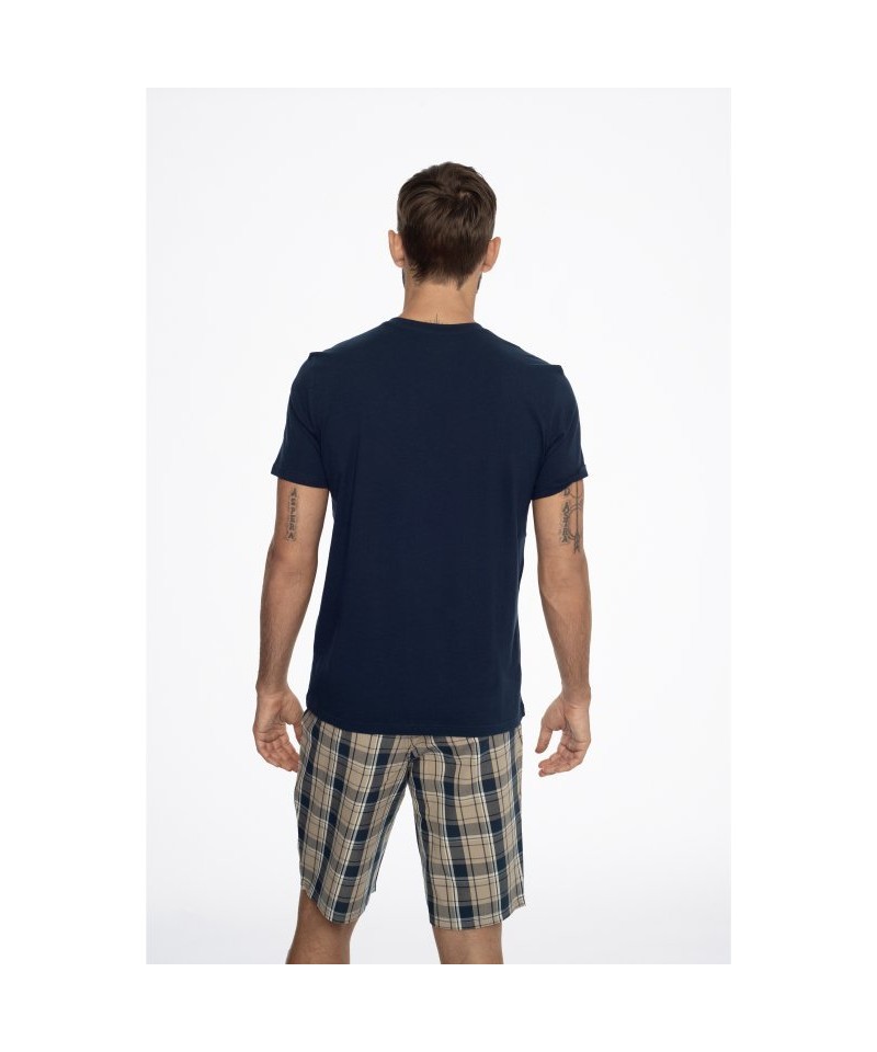 Henderson Ethos 41294-59X tmavě modro-béžové Pánské pyžamo, M, modro-béžová