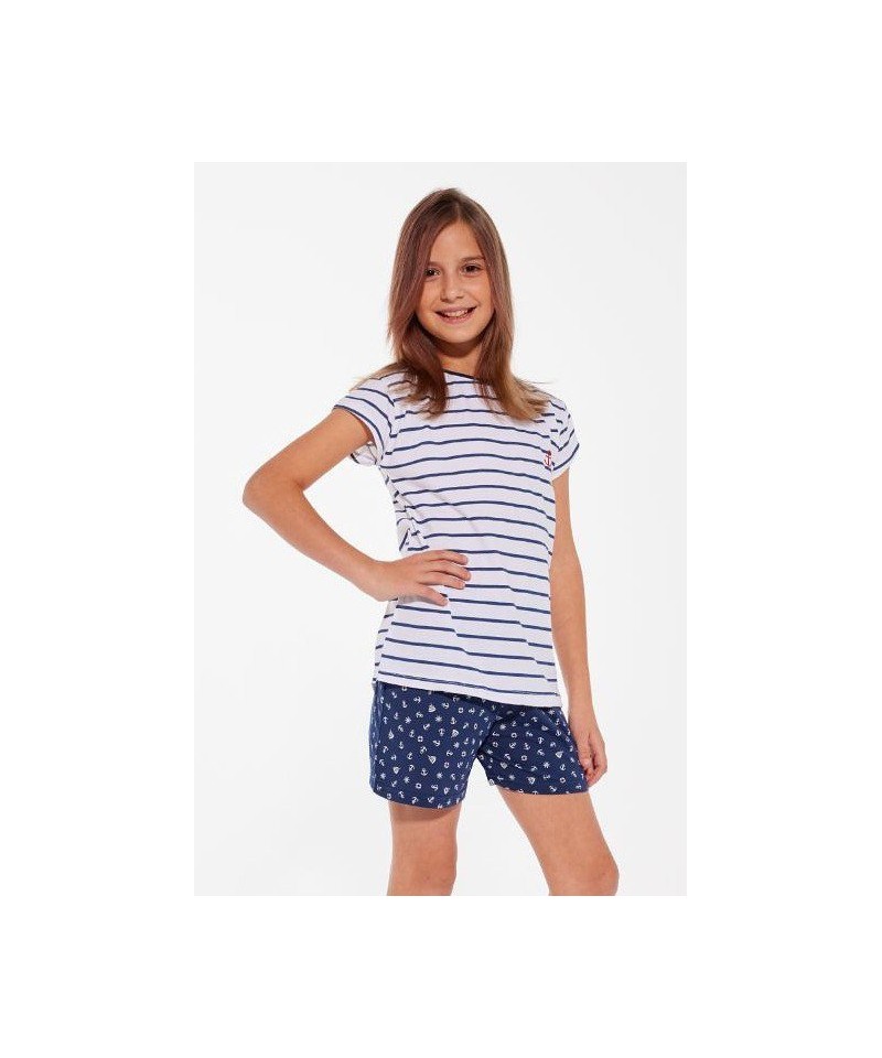 Cornette Kids Girl 245/103 Marine 98/128 Dívčí pyžamo, 110-116, Bílá-Modrá
