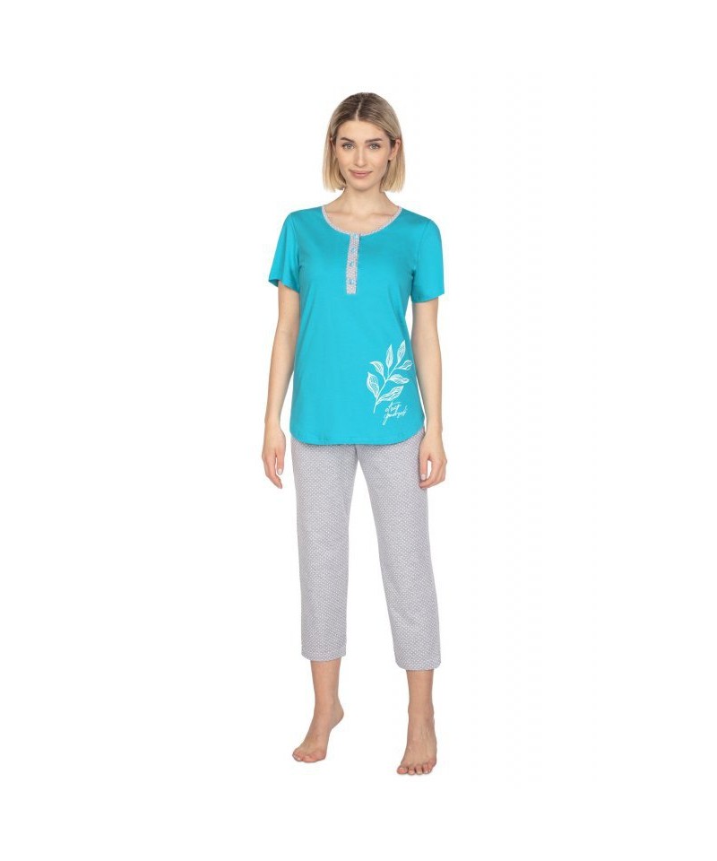 Regina 665 tyrkysové Dámské pyžamo, XL, tyrkysová