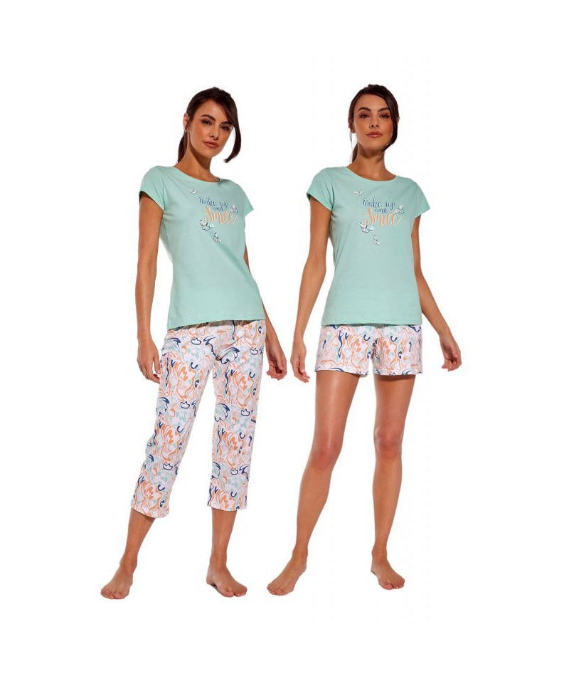 Cornette Wake up 665/280 3-dílné Dámské pyžamo, L, zelená