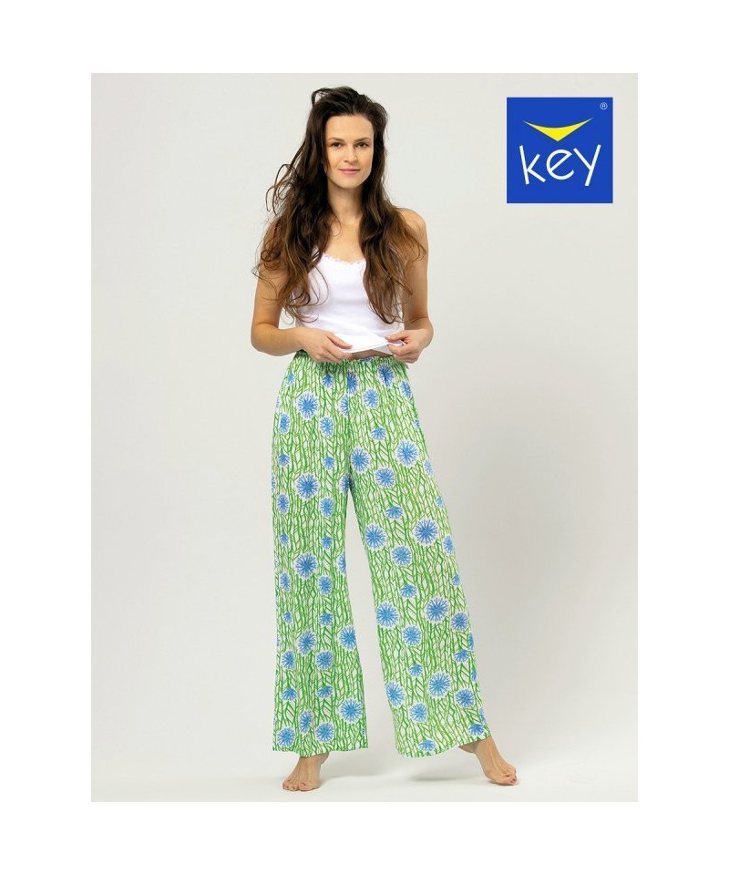 Key LHE 509 A24 Dámské pyžamové kalhoty, S, zielony-kwiaty