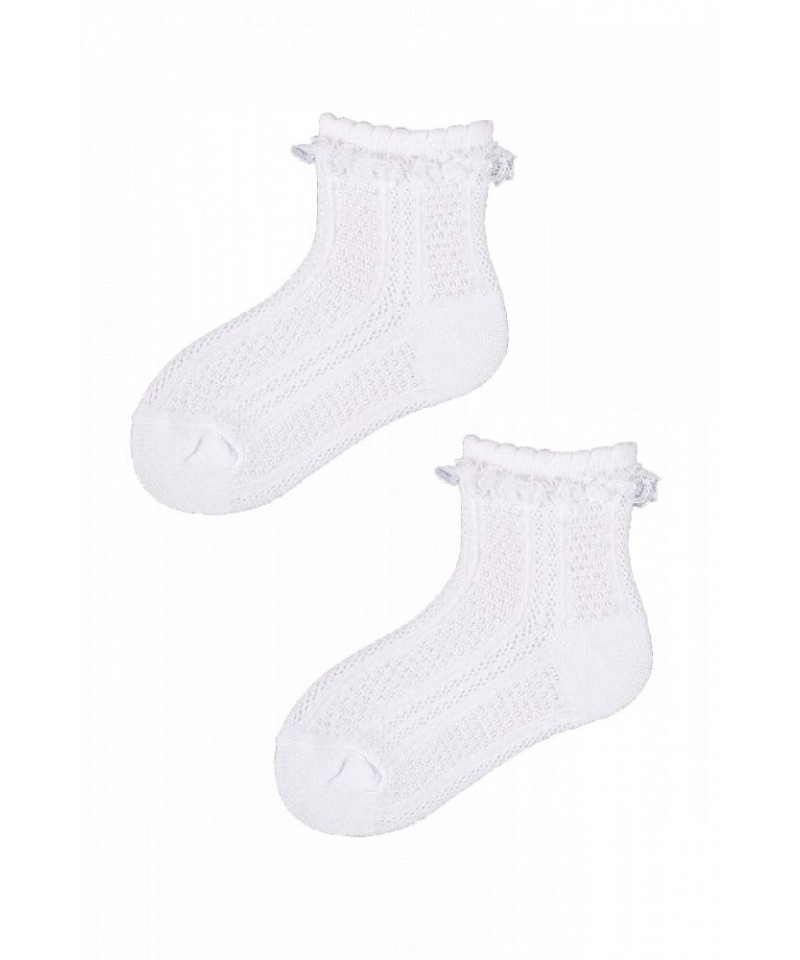 YO! SKL-0008G ažurové 17-34 Dětské ponožky, 31-34, bílá