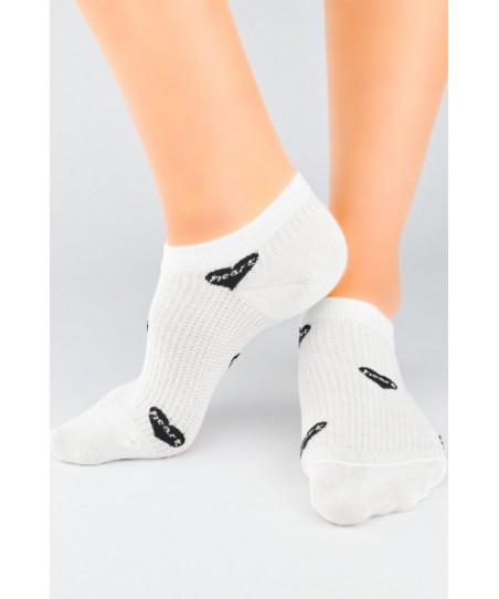 Noviti ST 033 W 01 ažurové černobílé Dámské kotníkové ponožky